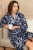 Midnight Fern 100% Cotton Fleece  Kimono Robe