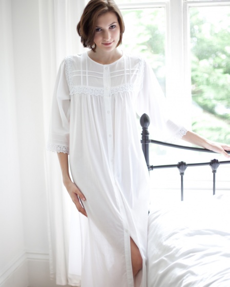 Cassia Victorian Cotton Lawn Housecoat Nightdress - Cottonreal