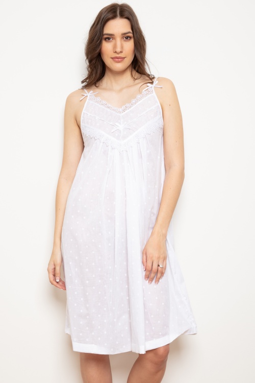 Finolas Cotton Lawn PolkaDot Strappy Nightdress